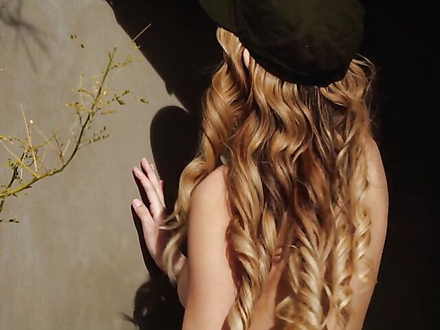 Shaved solo babe in boots Gina Marie bares all and opens her legs