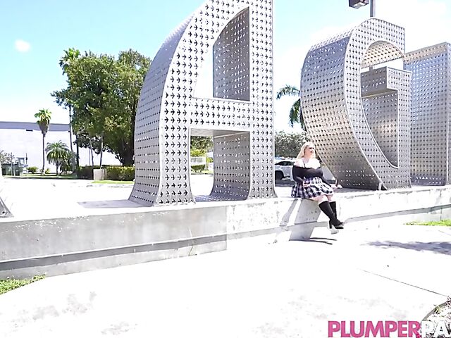 Miss Angel - Plump blonde with big fat tits gets picked up and pounded