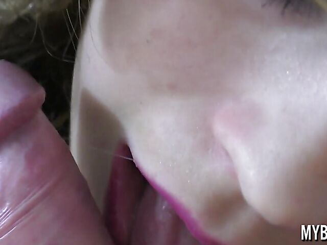 Nipple play, close up blowjob and spanking in bondage