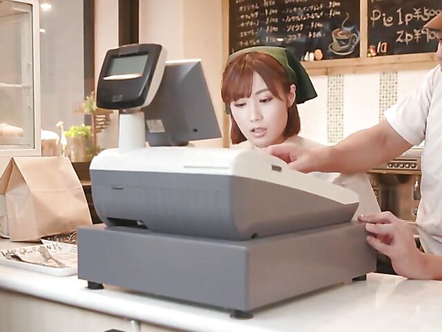Japanese sex at the bakery with Riho Fujimori