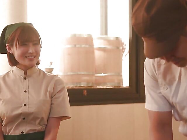 Japanese sex at the bakery with Riho Fujimori