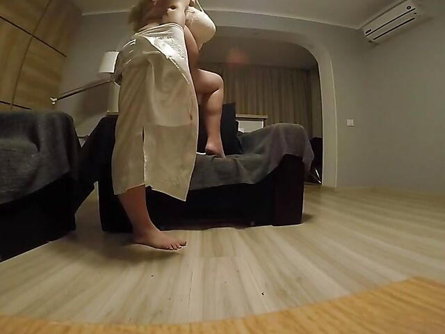 Cute Kitty's huge naturals shot on cam at home