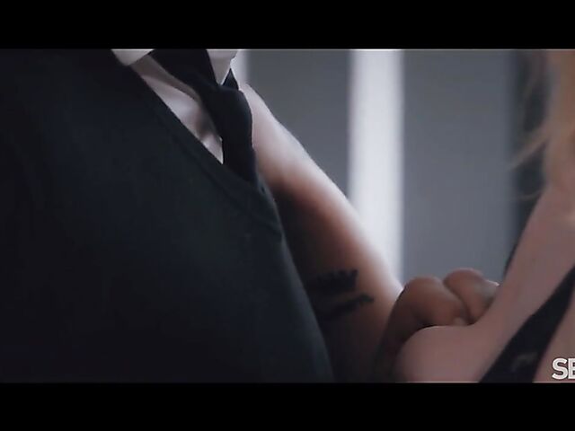 Sensual blonde in black lingerie fuck session featuring Ariela