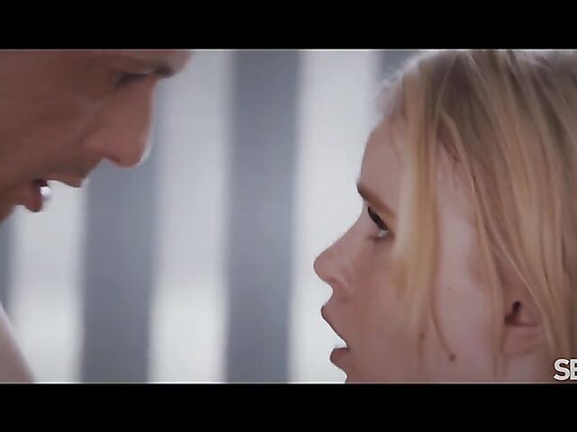 Sensual blonde in black lingerie fuck session featuring Ariela