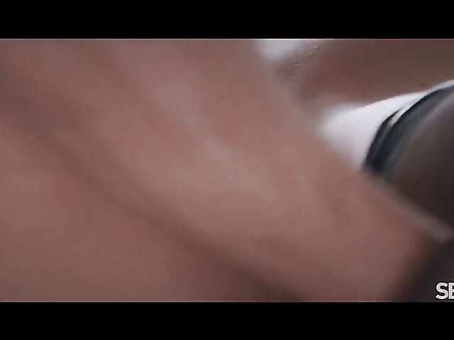 Sensual blonde in black lingerie fuck session featuring Ariela