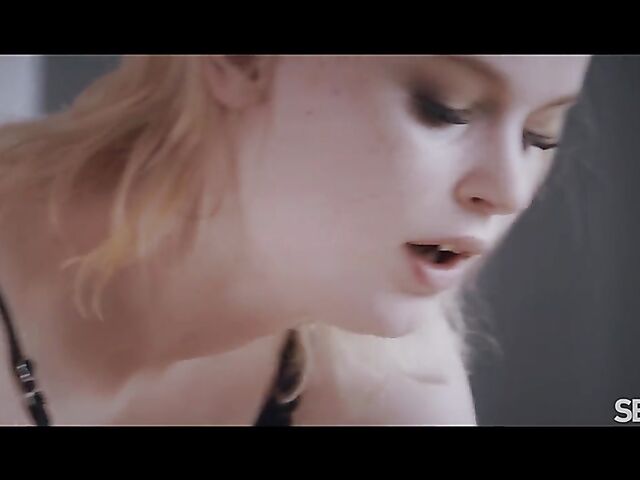 Sensual blonde in black lingerie fuck session featuring Ariela