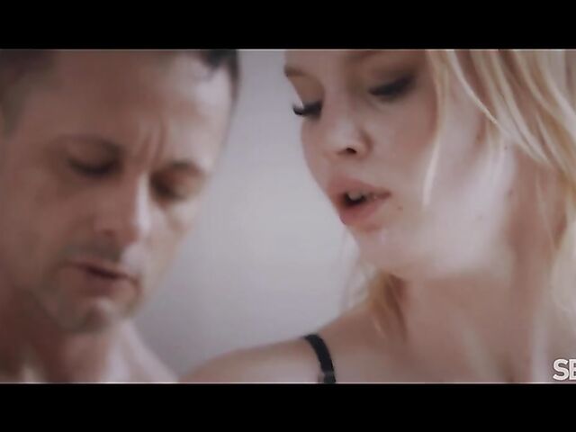 Sensual blonde in black lingerie fuck session featuring Ariela