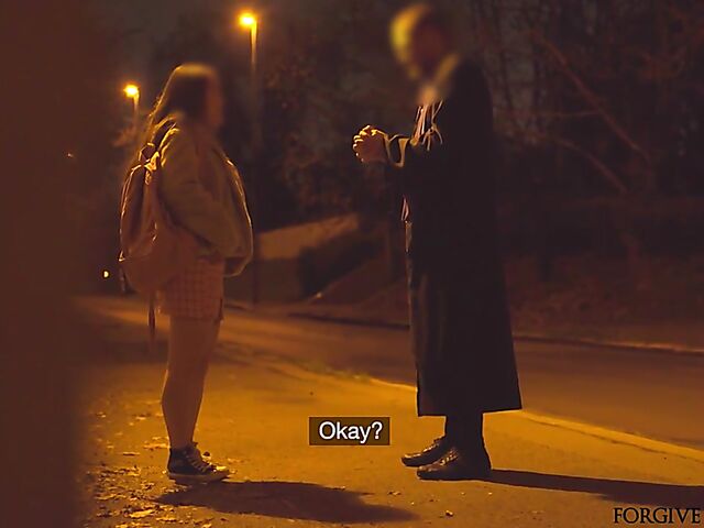 Naive slut gets picked up and fucked by the fake priest for 1000 euro