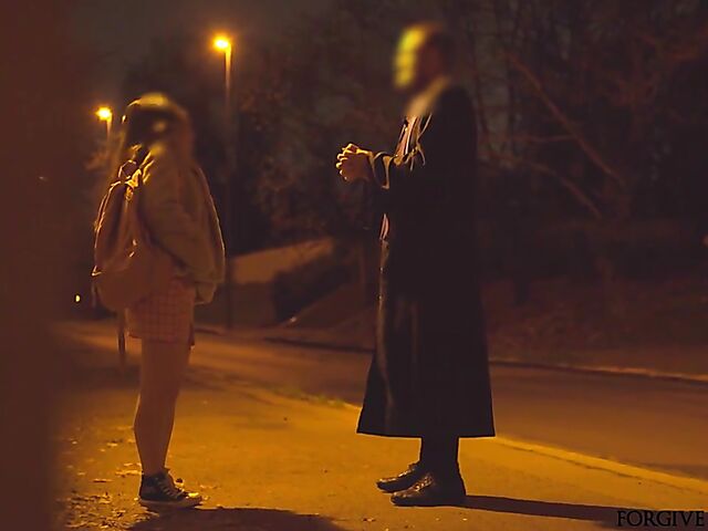 Naive slut gets picked up and fucked by the fake priest for 1000 euro