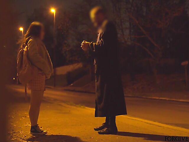 Naive slut gets picked up and fucked by the fake priest for 1000 euro