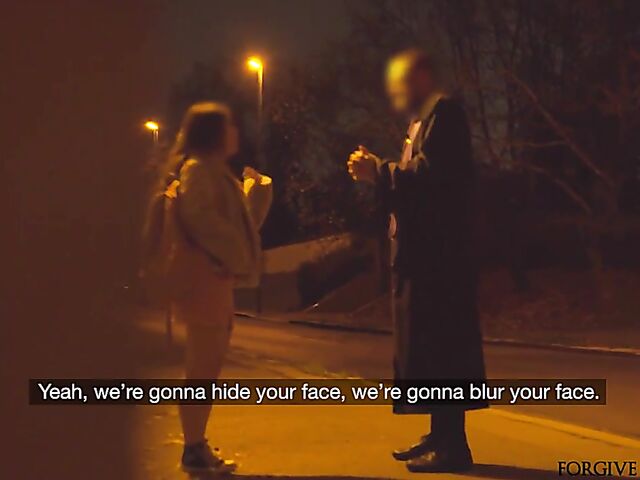 Naive slut gets picked up and fucked by the fake priest for 1000 euro