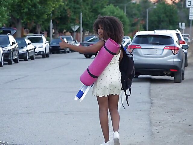 Curly ebony Jenna Foxx is a white cock addict