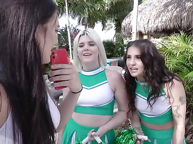 POV cheerleader FFFM 4some with Sabrina Snow, Alice Visby and Sofie Reyez