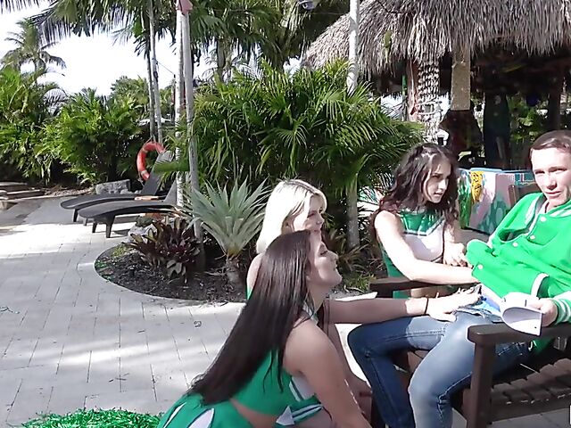 POV cheerleader FFFM 4some with Sabrina Snow, Alice Visby and Sofie Reyez