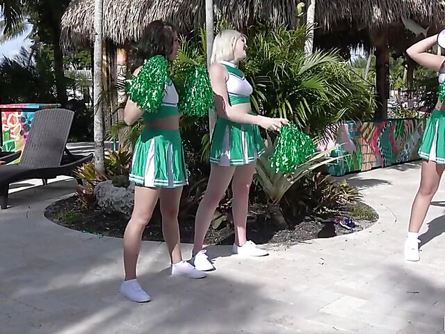 POV cheerleader FFFM 4some with Sabrina Snow, Alice Visby and Sofie Reyez