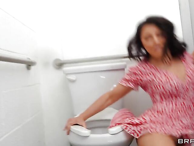 Adriana Chechik squirt threesome and DP in the restroom with two dirty EMTs