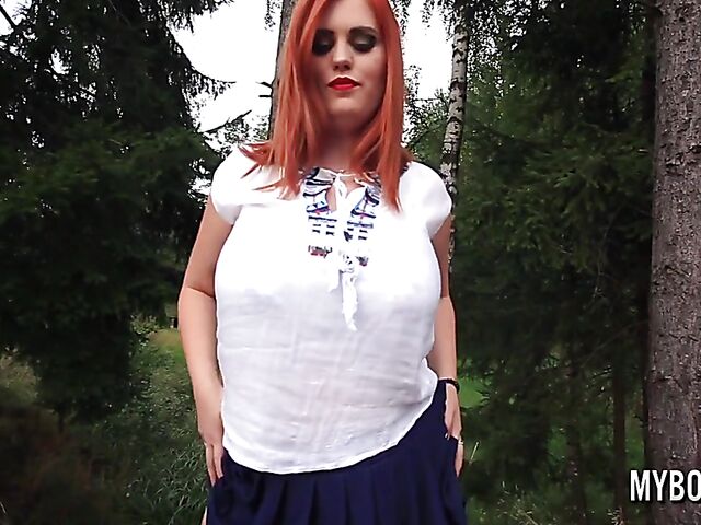 Alexsis Faye - Redhead big boobs show in the forest