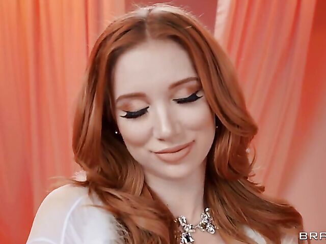 Sexy redhead with a round ass Madison Morgan loves whipped cream and hard cock