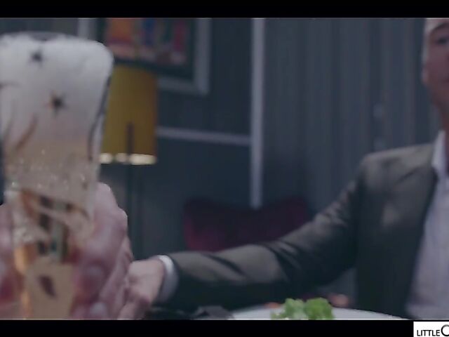 Kinky Clea Gaultier and Little Caprice threesome in black lingerie and stockings