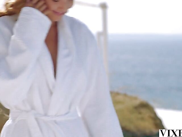 Poolside outdoor sex in paradise with beautiful Agatha Vega