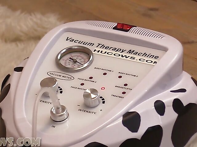 Milking machine breast pump and finger masturbation with hucow Olga