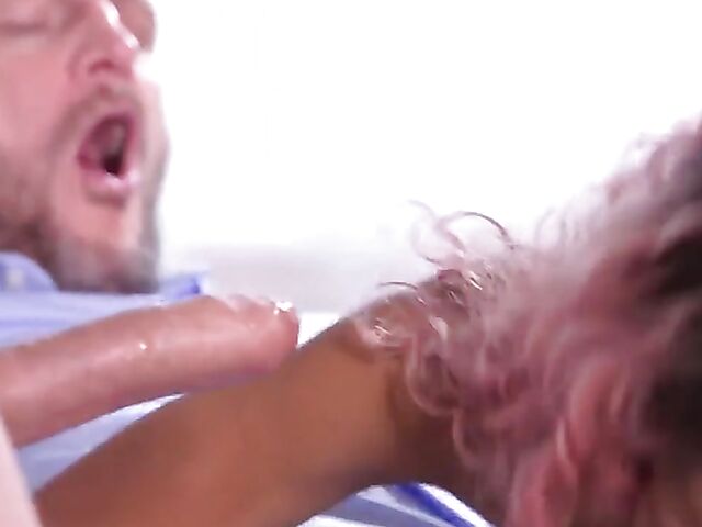 Tina Fire - Pink haired big tits ebony DP with white guys after the warm-up with her fucking machines