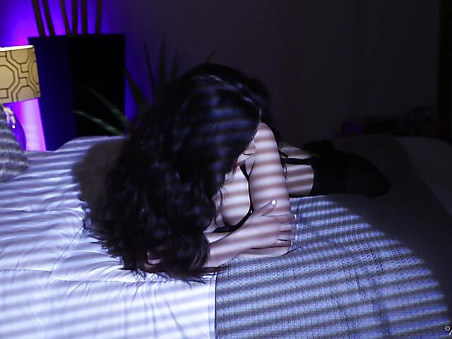 Jane Wilde - Brunette babe in lingerie fingering herself in her bedroom after dark