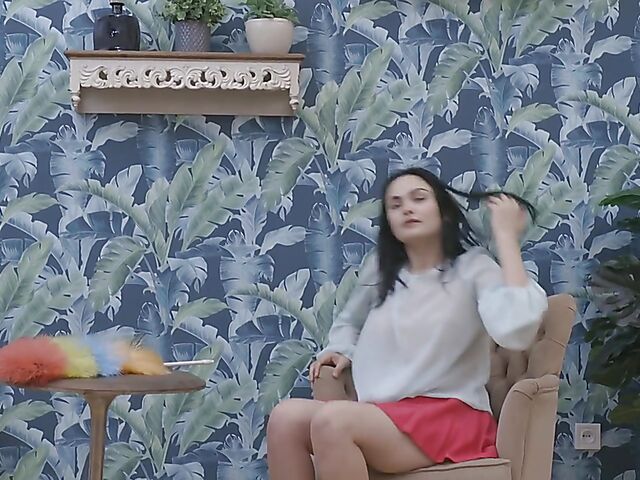 Mileva brushing the dust off and fingering herself