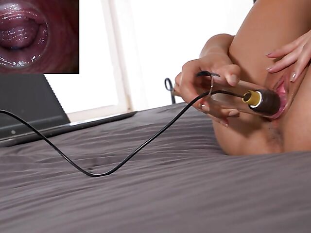 Endo camera inside pussy to explore Paula Shy's vagina