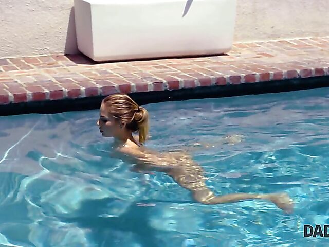 Sydney Cole swimming naked with her horny stepdad