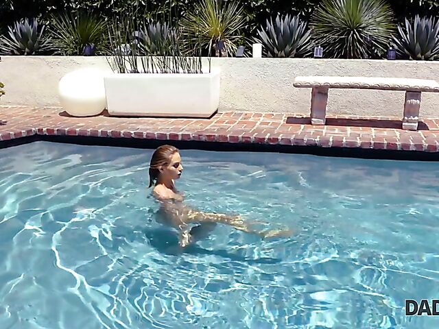 Sydney Cole swimming naked with her horny stepdad
