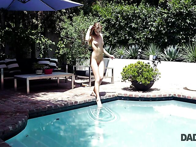 Sydney Cole swimming naked with her horny stepdad