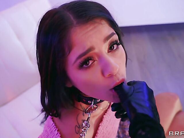 Lesbian mistress in black boots and gloves Riley Reid has a crush on Ryan Reid