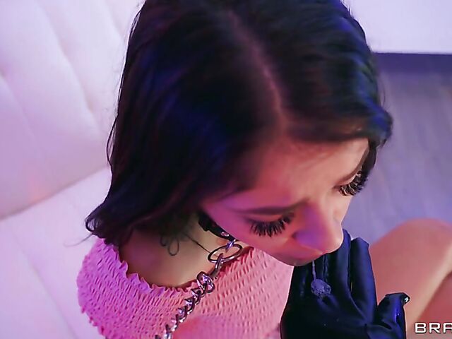 Lesbian mistress in black boots and gloves Riley Reid has a crush on Ryan Reid