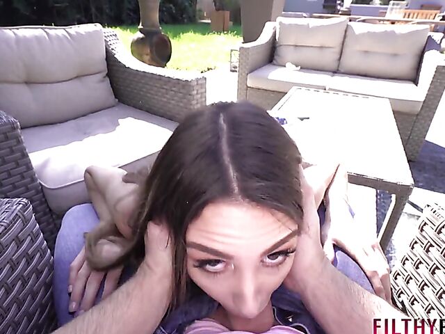 Natalia Nix - POV skinny babe fuck in the garden