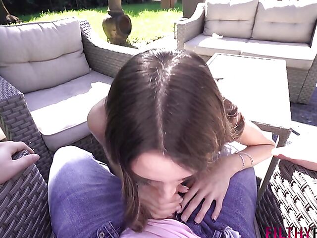 Natalia Nix - POV skinny babe fuck in the garden