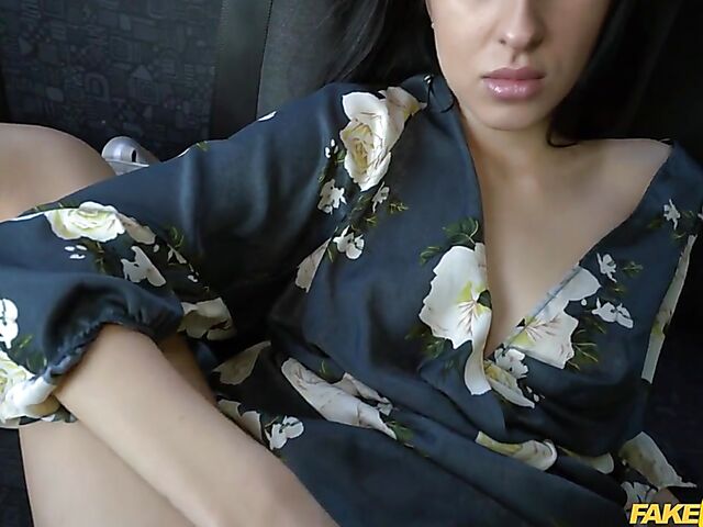 Taxi anal in the backseat with raven-haired Alyssa Bounty