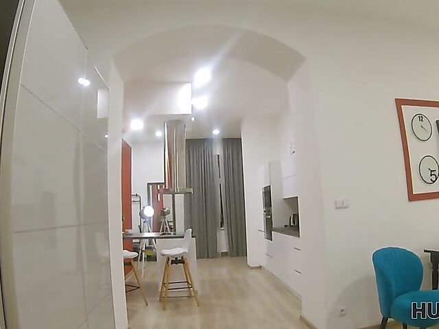 Slim blonde realtor in stockings Polina Maxim sucks and fucks in front of her boyfriend