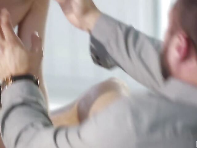 Small tits cutie in black stockings Riley Reid gets railed