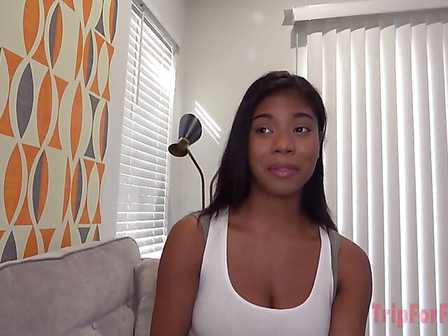 Anne Amari - Cute ebony interracial porn with a white guy