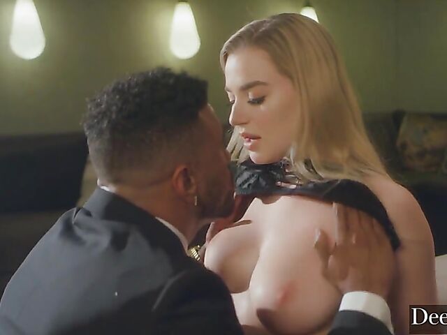 Kinky interracial sex in latex boots and gloves with Blake Blossom