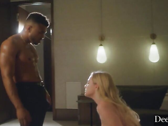 Kinky interracial sex in latex boots and gloves with Blake Blossom