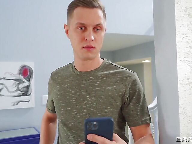 Busty MILF Alexis Fawx cleans up the mess and fucks her sons friend