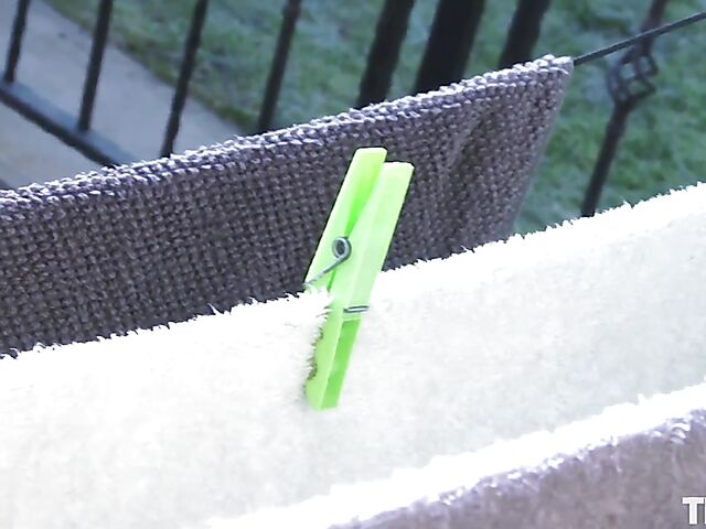 Solo nipple play with clothespins makes Dolly Diore horny