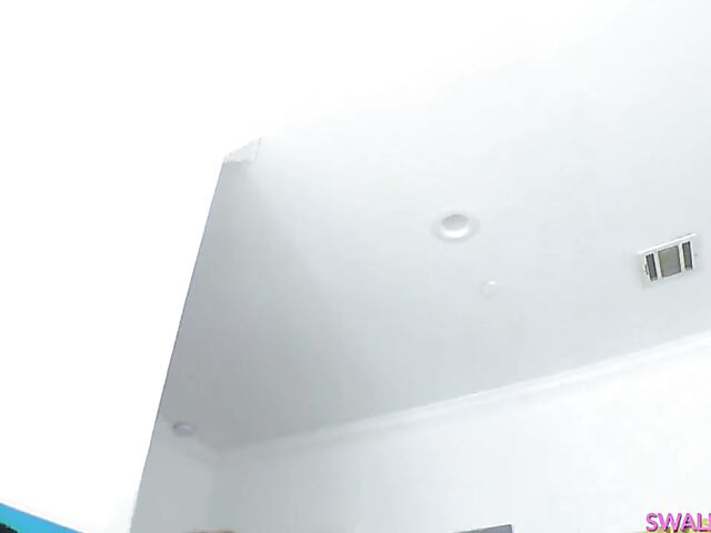 Haley Reed - Pink bra and purple stockings deepthroat POV