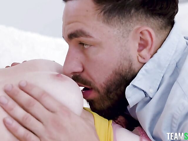 All-natural pale skin girl Aria Kai is in need of pussy pounding