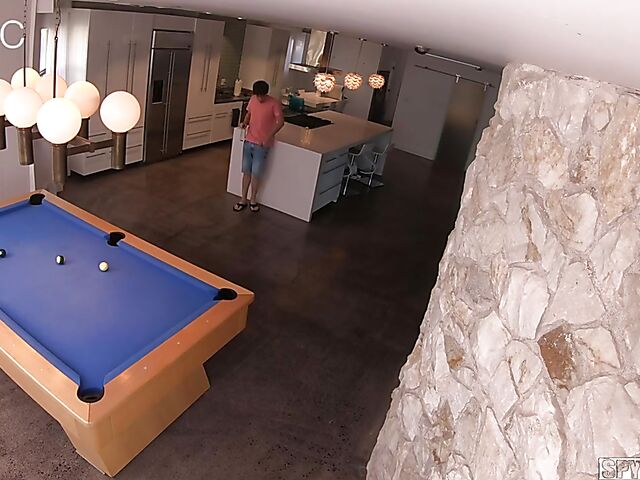 Spycam pool table fuck with petite curly hair girl Allie Addison