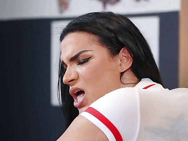 Cock in ass therapy from shemale nurse Candice Kane