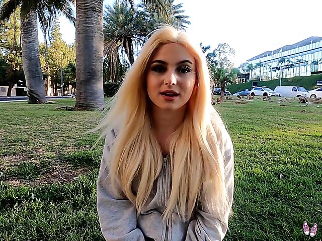 20-year-old young blonde Aria Banks does porn eagerly