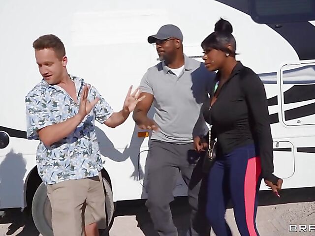 Secret fuck in the RV with all-natural hitchhiker Aria Kai